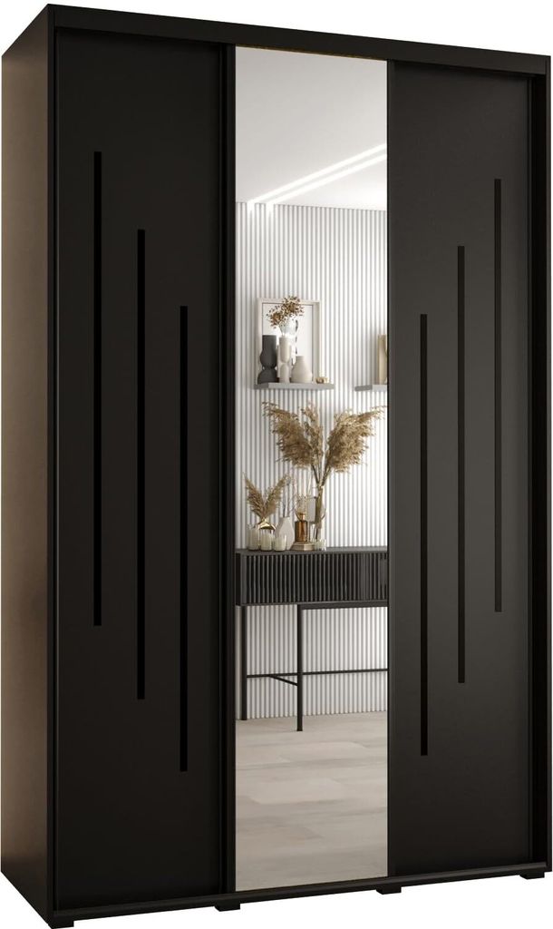 MEBLE KRYSPOL Davos 9 Schrank, drei Türen - 235,2x150x60 cm - Schwarz Schwarz Schwarz