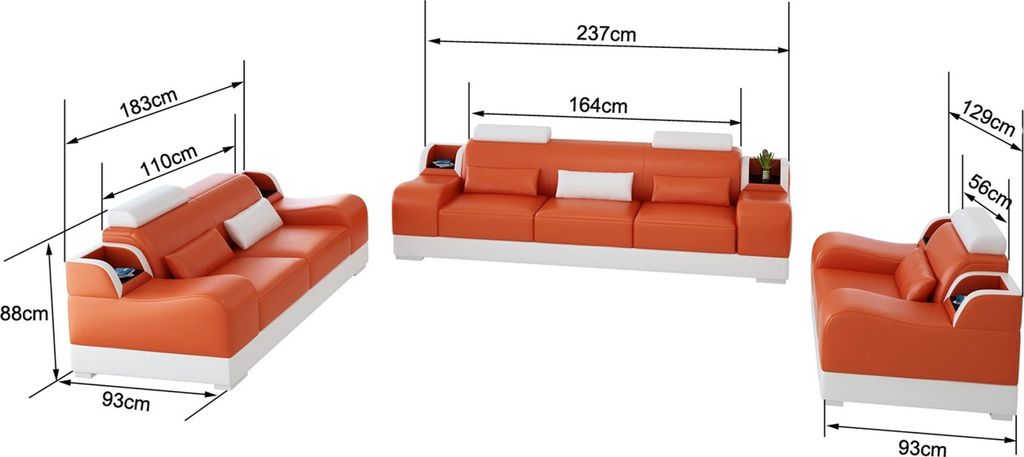 Sofagarnitur 322 Sitzer Set Design Sofa Polster Couchen Couch Modern Luxus Neu