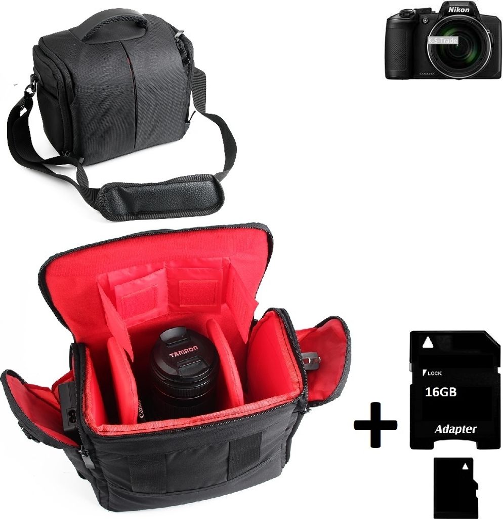 Kompatibel mit Nikon Coolpix B600 Kameratasche Fototasche Umhängetasche Schultertasche Zubehör Tasche mit Zusatzfächern, Regenschutz Trennwänden +