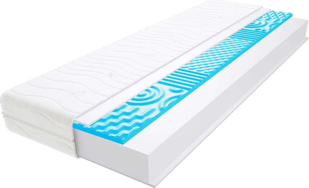 Schaumstoff Matratze 60x220 cm Doppelmatratze, H3 Mittelfest Komfortschaummatratze 17 cm Hoch Profilierter Moletschaum Profilierter Visco Memory mi...