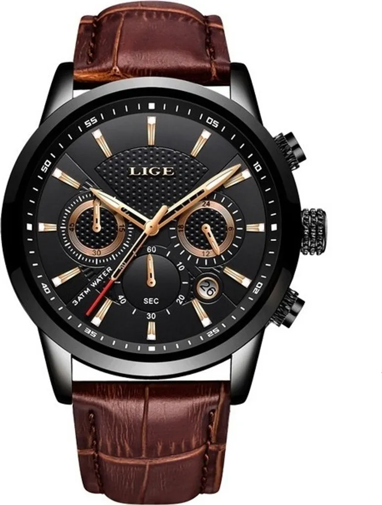Orologio LIGE Luxury KP14631 - Cronografo Uomo in Pelle Marrone Chic