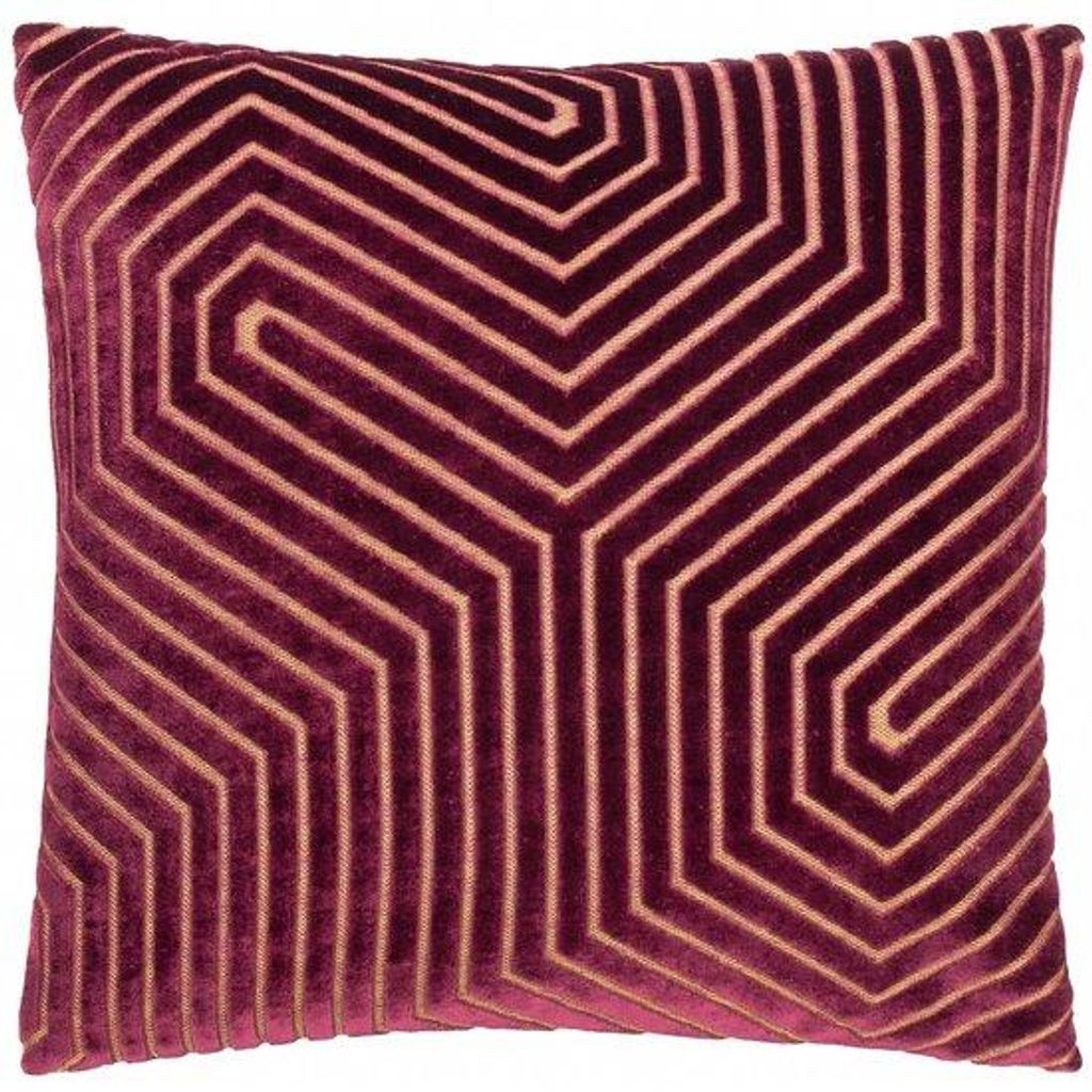 Unyqoos Dekorative Kissenhülle 45x45 cm mit Chevron-Muster und r Samt-Textur in Bordeauxrot