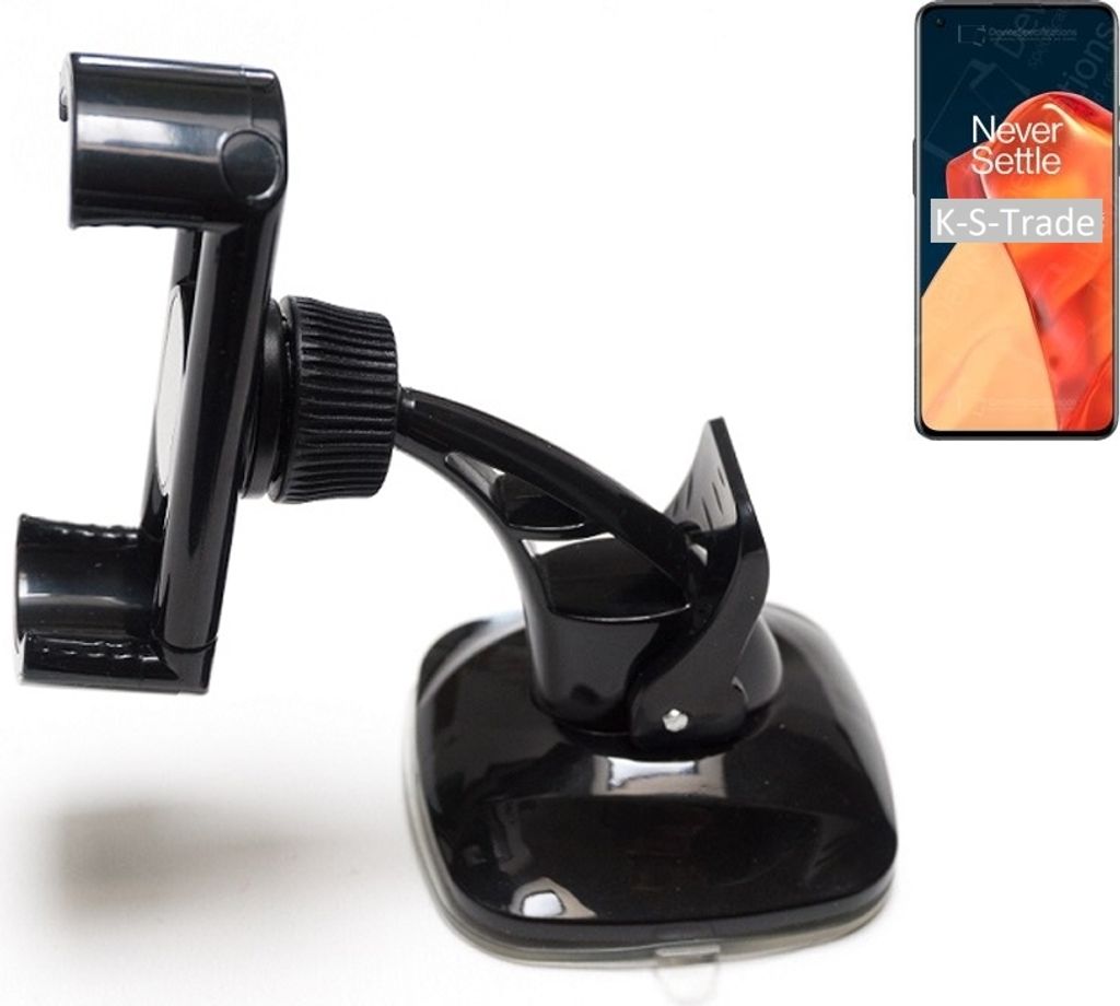 K-S-Trade kompakte Handy-Halterung Windschutzscheibe kompatibel mit OnePlus 9 Armaturenbrett schwarz Autohalterung KFZ Halter Scheiben-Halterung