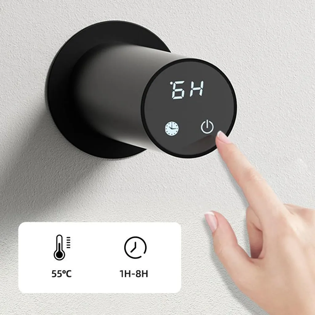 Sèche-serviettes électrique 30 Watt noir mat - Format slim 38 cm
