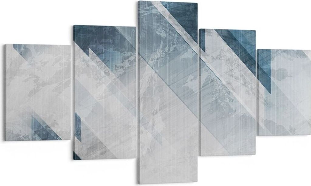Bild auf Leinwand - Leinwandbild - 5 Teile - Blau Weiß Figuren - 125x70cm - Wand Bild - Wanddeko - Wandbilder - Leinwanddruck - Bilder - Wanddekor...