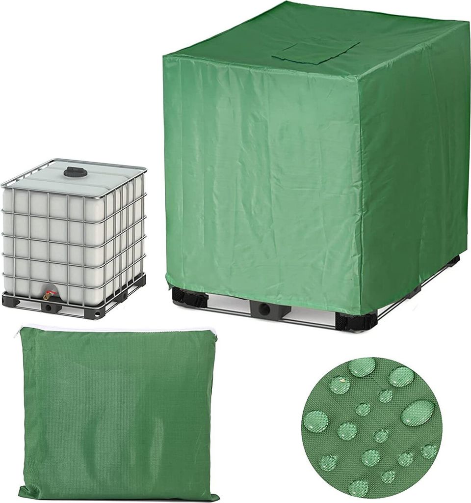 IBC Tank Abdeckung, Abdeckplane für Wassertank 1000L, Schutzhülle Schutzhaube Schutzplane Geeignet für IBC-Tank Regenwassertank 120x100x116cm, G...