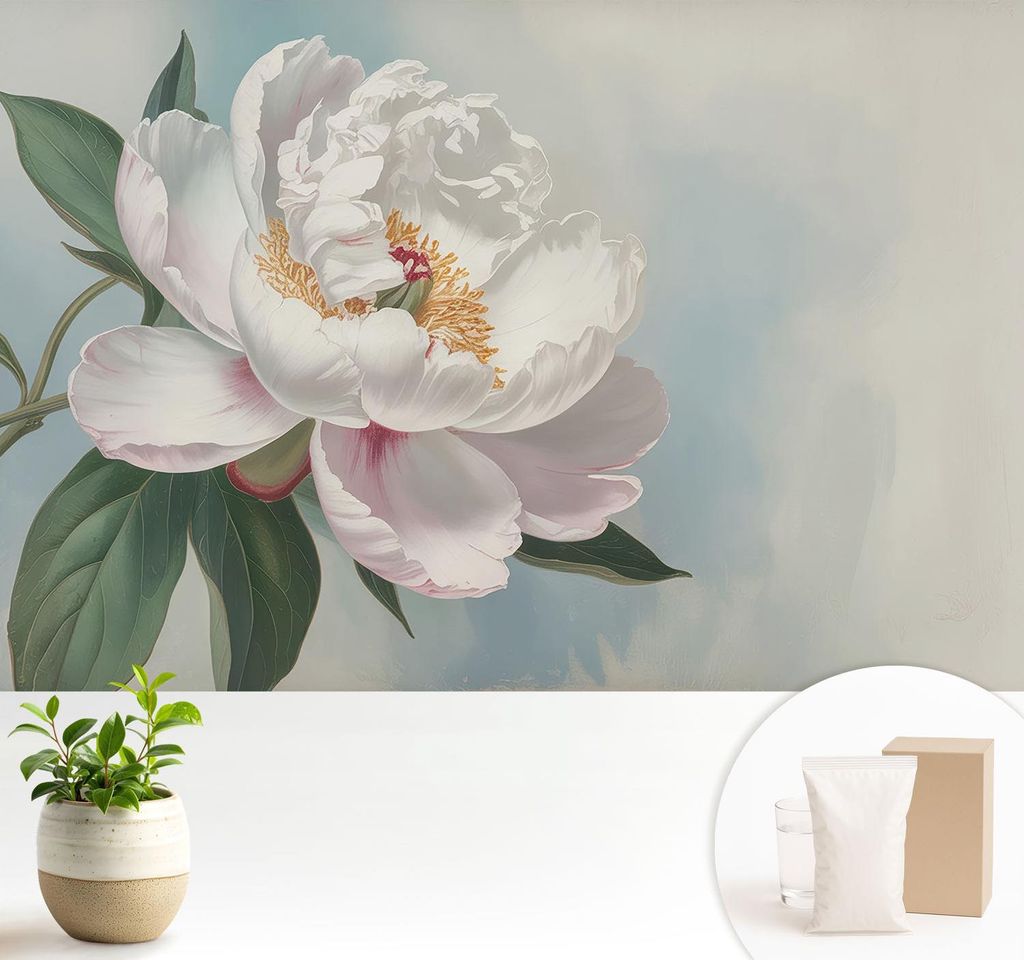 Fototapete - 104x70 cm - Tapete - Wandtapete - Wandbilder - Dekofolie - Tapete Folie - Wand - Dekoration - Wohnzimmer - Schöne Pfingstrose