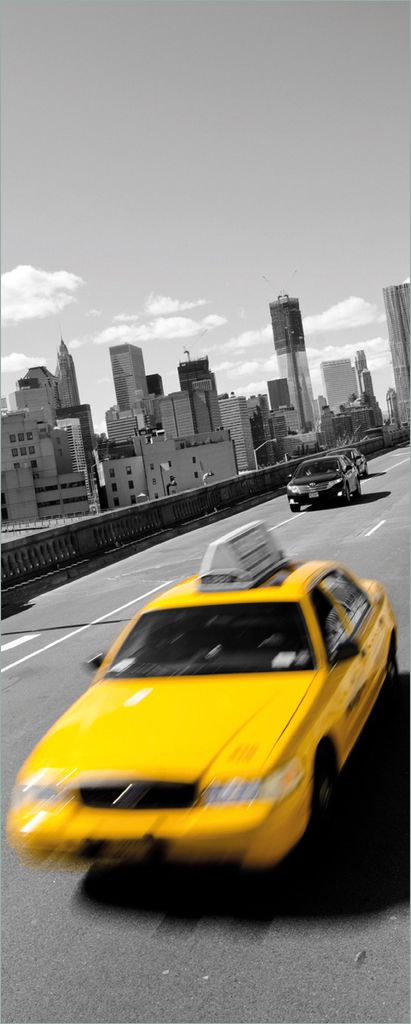 Wallario Poster - New York Yellow Taxi II, Kunstdruck Größe: 80 x 200 cm