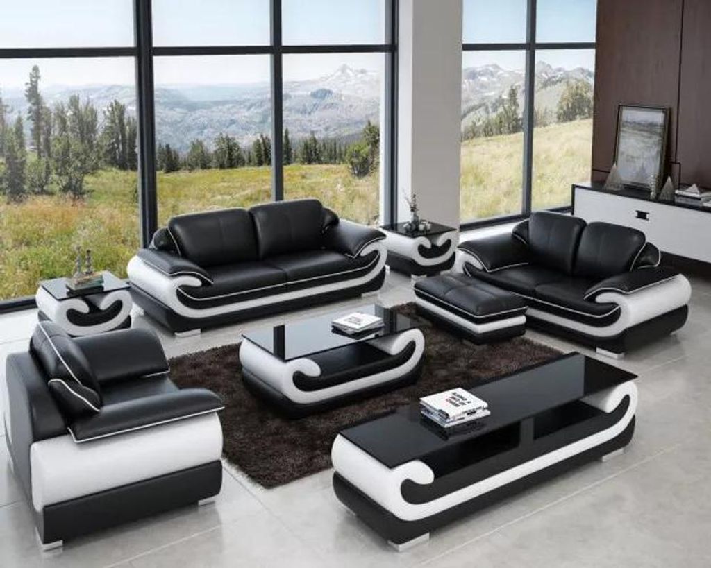 Sofagarnitur 321 Sitzer Wohnlandschaft Modernes Sofa Ledersofa Designer Neu