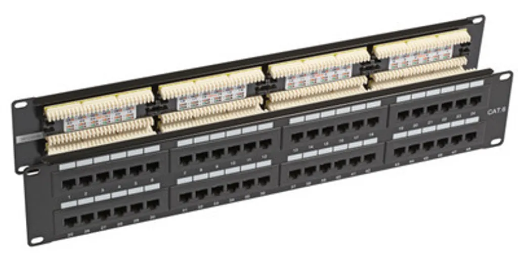 Panneau de brassage 48 ports RJ45 2U format 180 degrés Cat.5e UTP