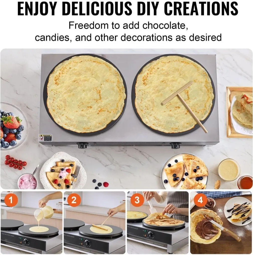 Billig professionnelle double plaque 40cm crêpière électrique 6000W