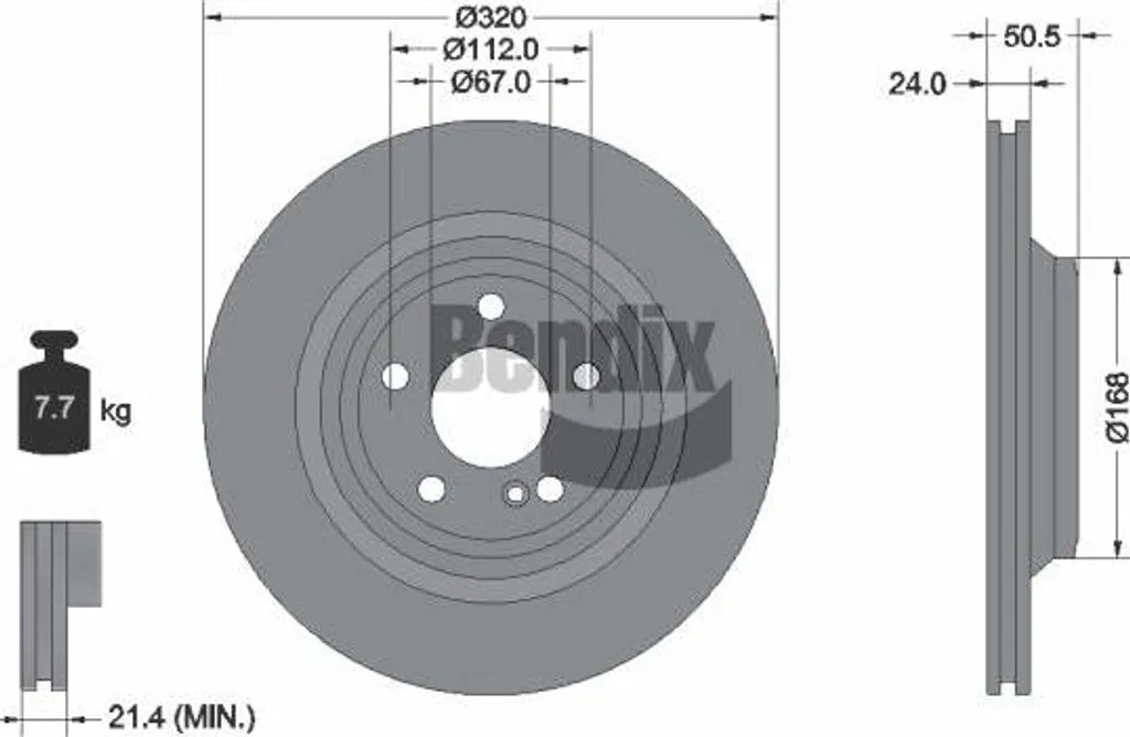 Disque de frein BENDIX BDS2301HC OE 0004231412 pour Mercedes SL