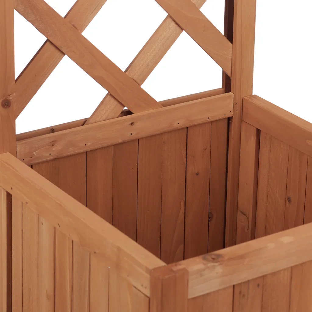 Bac à fleurs avec support grimpant en bois résistant - Modèle modulable - 6