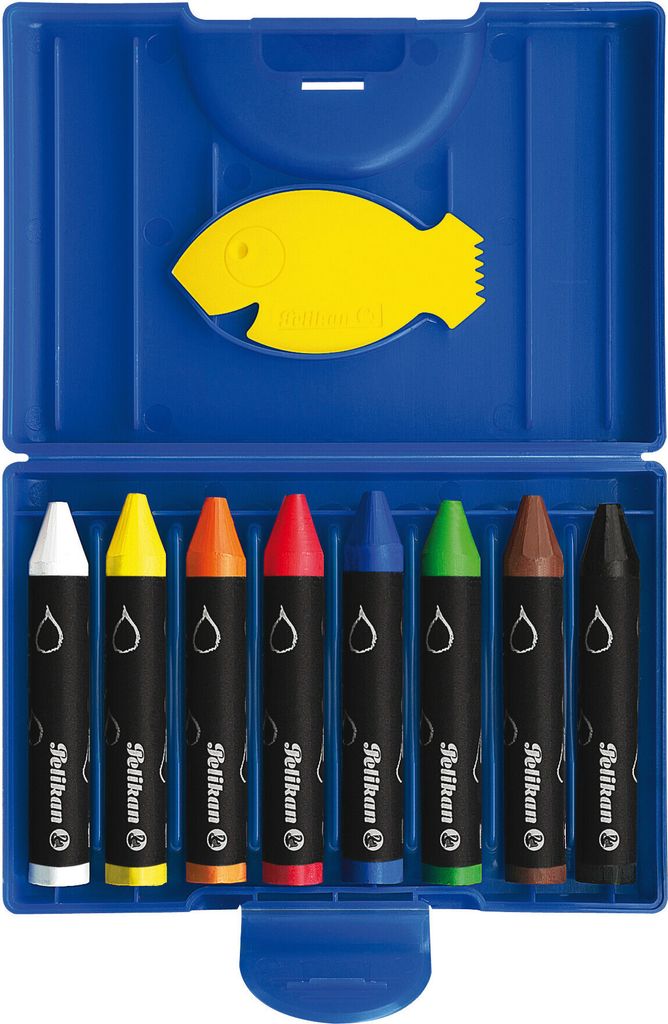 Pelikan Wachsmalstifte wasservermalbar Kunststoff-Etui mit Produktbild 