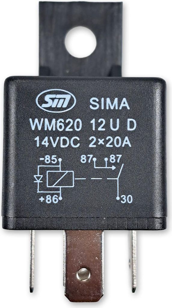 Relais | Mini | 5-polig | Doppelschließer (NO) | 12V | 2x20A | mit Diode