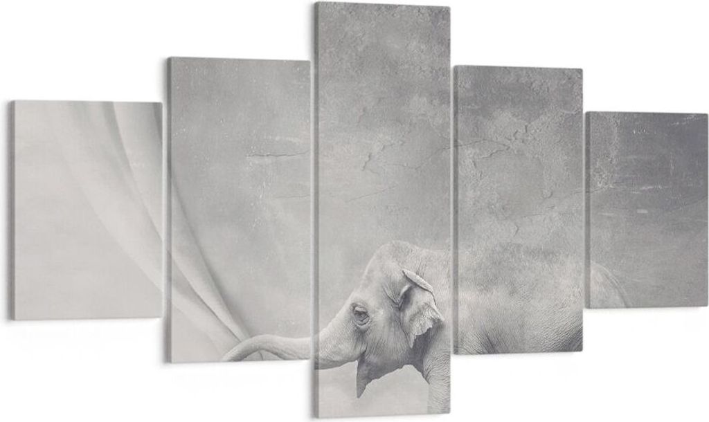 Bild auf Leinwand - Leinwandbild - Elefant Vorhang Abstraktion Phantasie - 125x70cm - Wand Bild - Wanddeko - Leinwanddruck - Bilder - Kunstdruck - ...