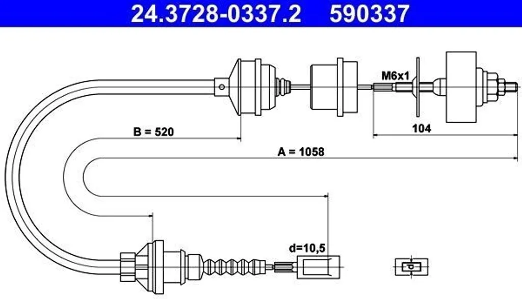 Câble d'embrayage ATE 24.3728-0337.2 en acier renforcé pour OE 2150 J4