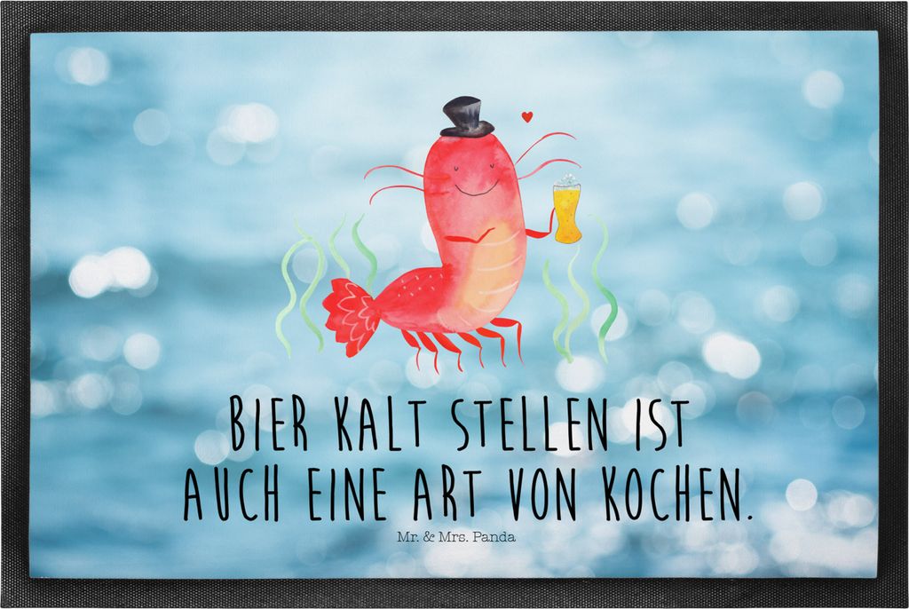 Mr. & Mrs. Panda fußmatte Hummer Weizen 60 x 90 cm - Oceanblue - Geschenk, Bier, Gasthaus, Schmutzmatte, Gummimatte, Haustürmatte, Meer, Outdoor-...