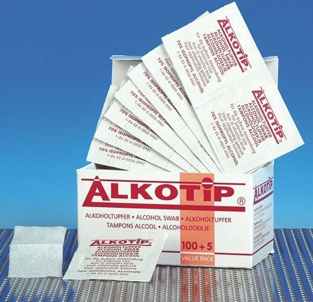 Alkoholtupfer, Standard NEU: Pack: 100 + 5 Stück | Packung Produktbild 