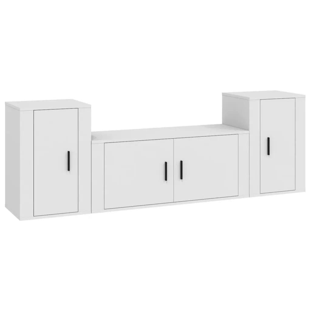 vidaXL Set Mobili TV 3 Pezzi Legno Bianco - Arredo Soggiorno Moderno