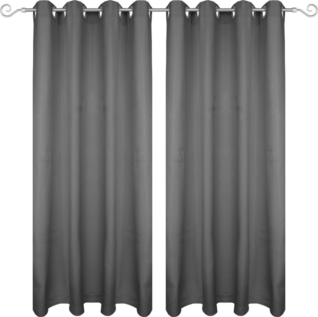 Gardine mit Ösen 140x225 cm ( Breite x Länge ) in Anthrazit, blickdichter Vorhang, Ösenvorhang in vielen Variationen
