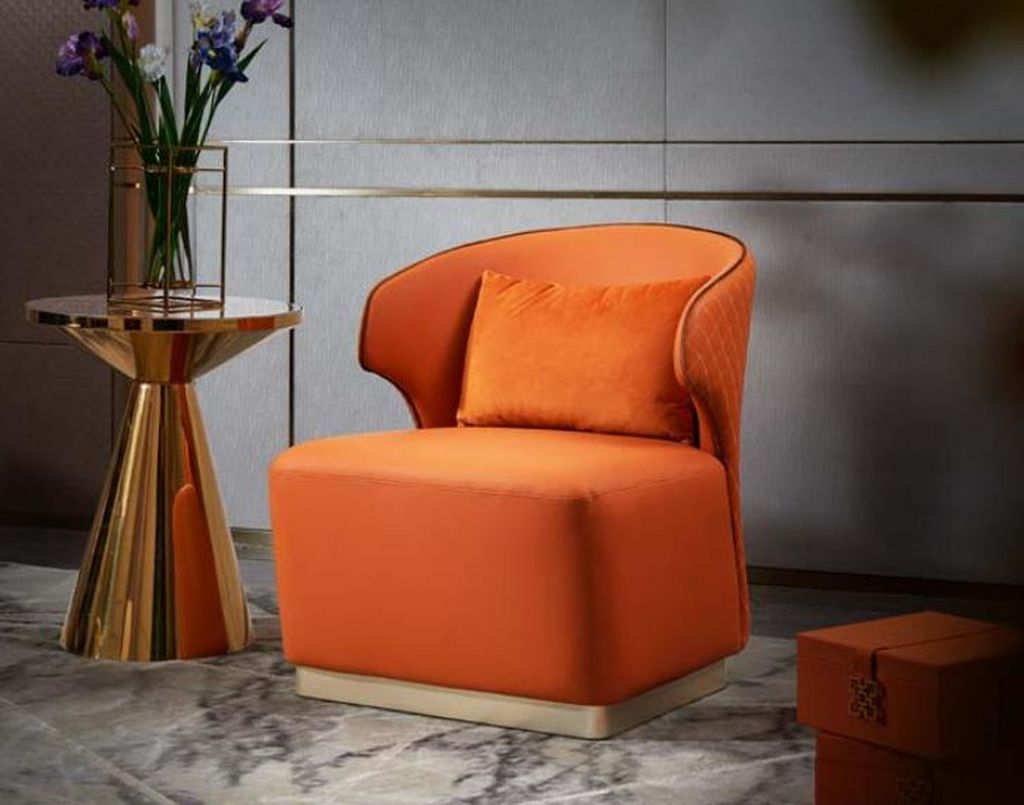 Sessel Orange Luxus Leder Wohnzimmer Neu Kreative Design Modern Designer Möbel