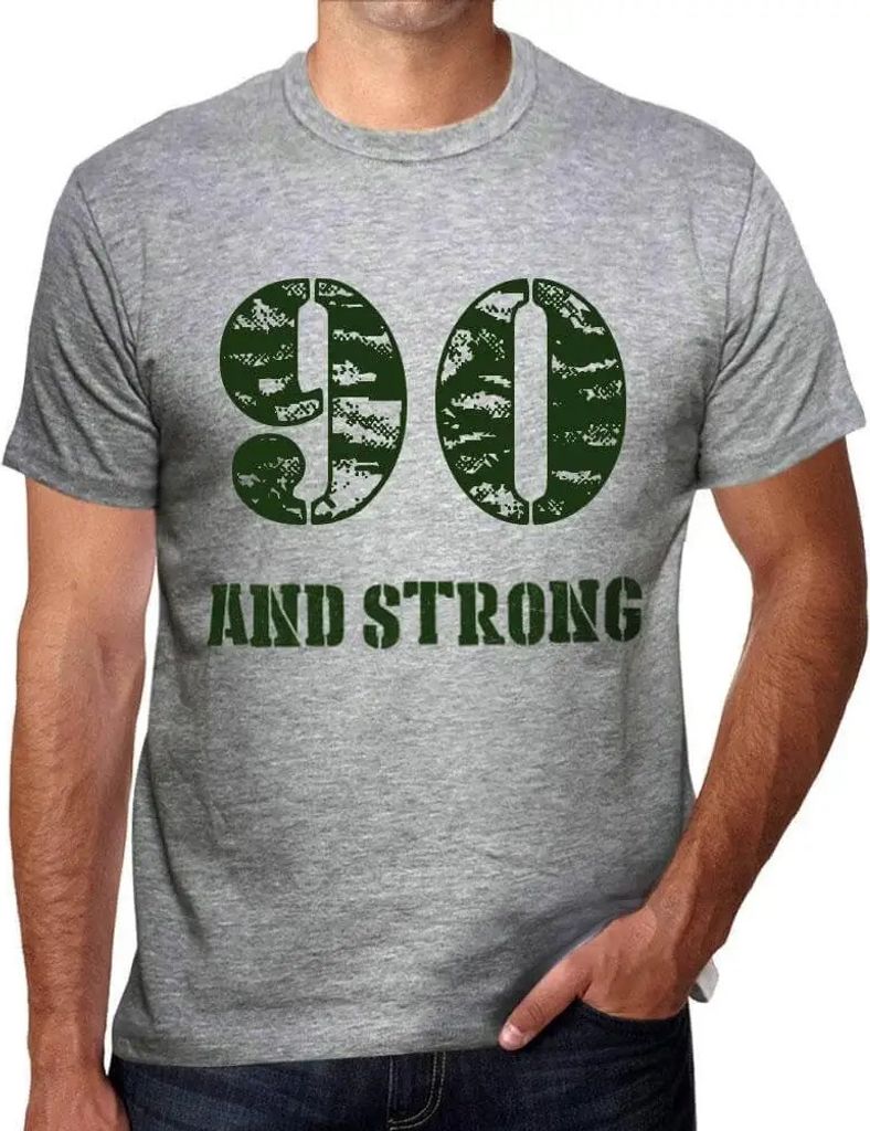 Herren Grafik T-Shirt 90 und stark – 90 And Strong – Geschenk 90. Geburtstag Jahrestag 90 Jahre Jubiläum 90 Jährige Mann Jahrgang 1934 Kurzar...