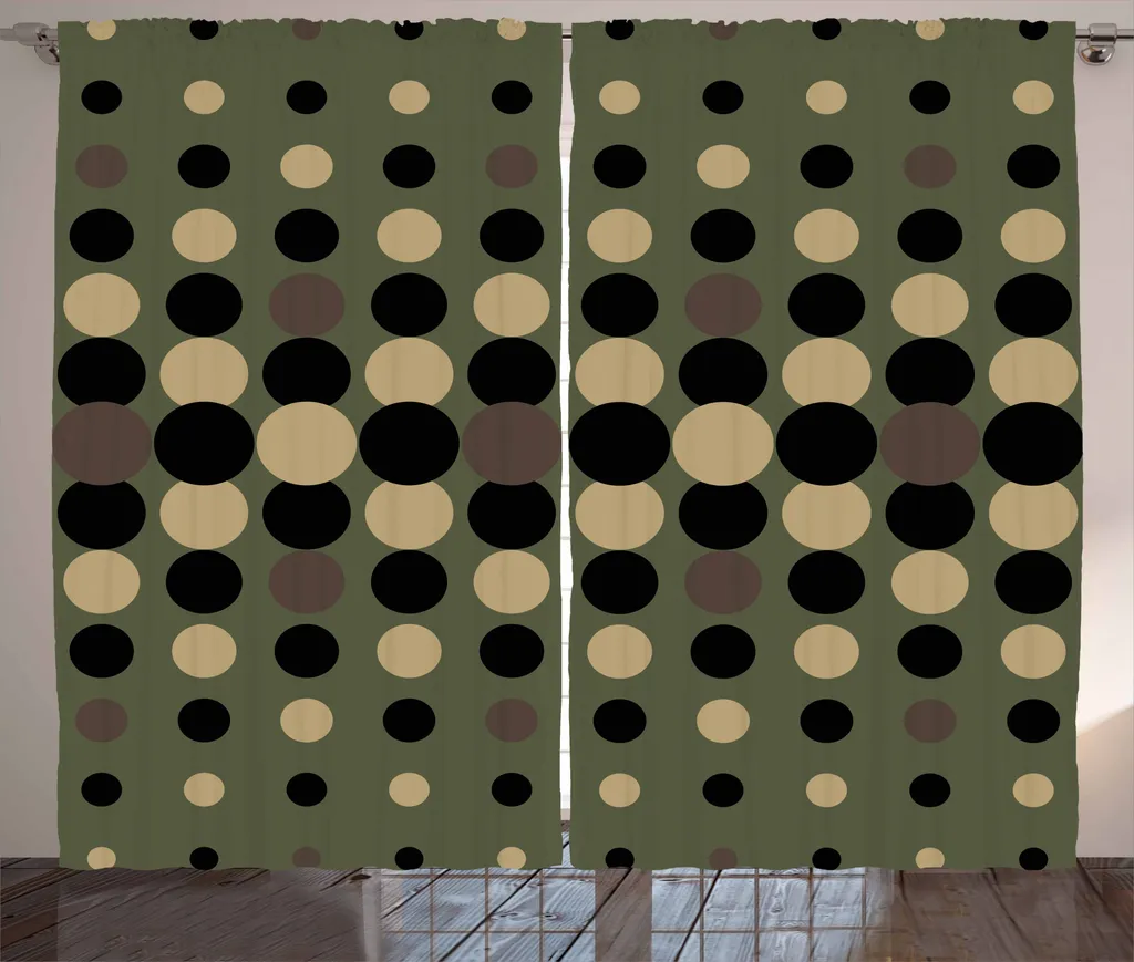 ABAKUHAUS verde oliva Tenda rustica, cerchi semitoni, camera da letto Tenda con passanti e ganci, 280 x 175 cm, multicolore