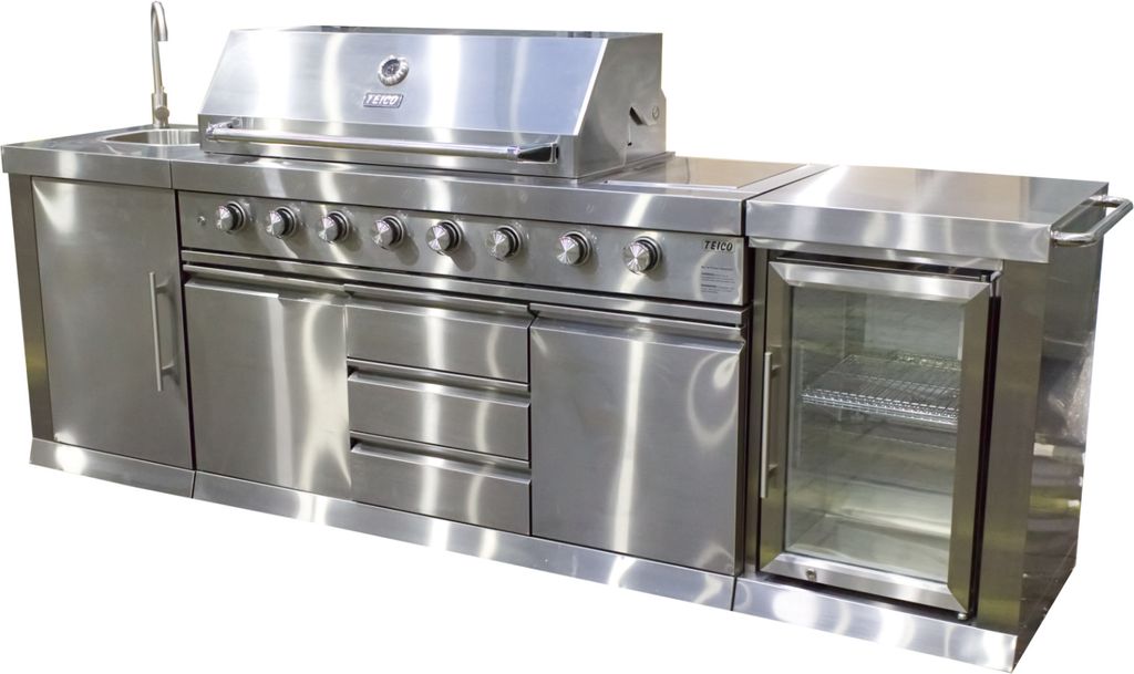 Outdoor Küche Gasgrill BBQ Außenküche Outdoor Garten Kitchen Edelstahl in Silber