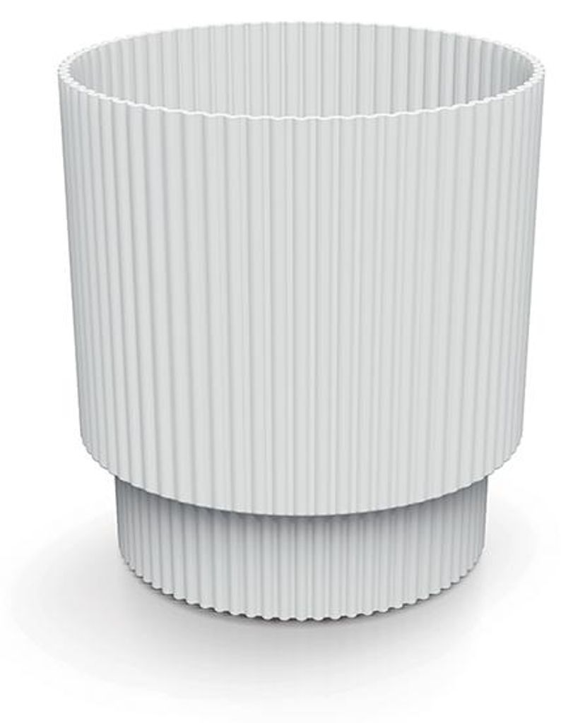 Pot de fleurs en plastique blanc rayé 15.7x14.6 cm Image du produit 