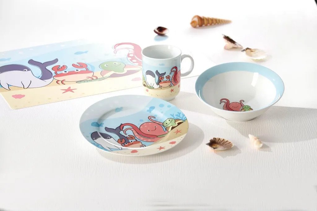 Ritzenhoff & Breker Set Stoviglie E Posate Per Bambini 7 Pezzi Animali Della Foresta, In Porcellana E Acciaio Inox - 2