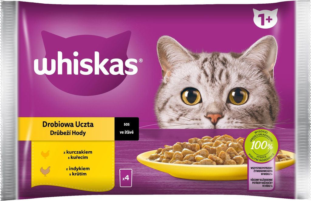 Whiskas Wet Cat Food Poultry Feast Sauce 340 G (4 X 85 G) Image du produit 