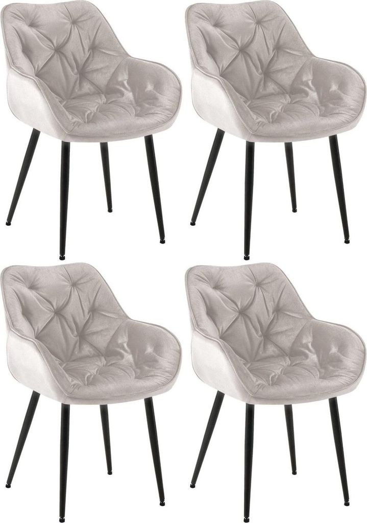 Set mit 4 Samt-Esszimmerstühlen – SAMT-Stühle – hervorragender Sitzkomfort | Farbe: Grau
