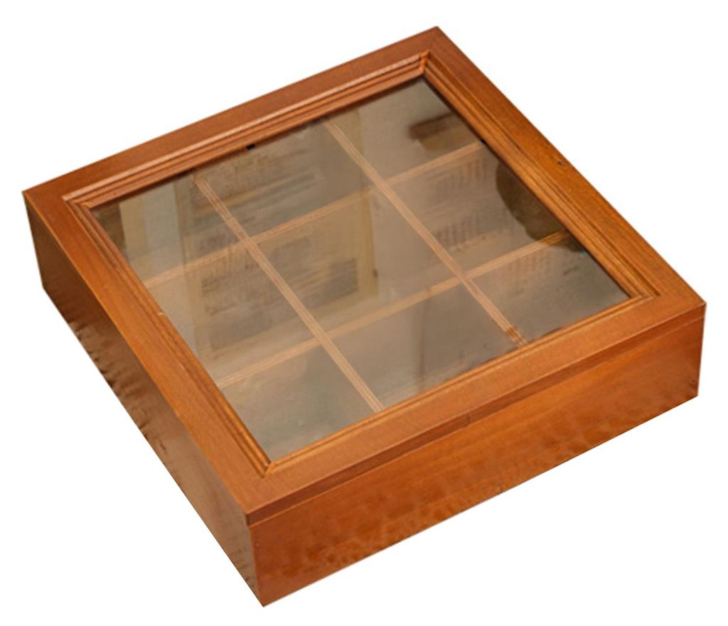 Aufbewahrungsbox aus Holz mit 9 Fächern, Steinsammelbox mit transparentem Acryldeckel, Retro-Aufbewahrungsbox für Schmuck, Kristalle und kleine S...