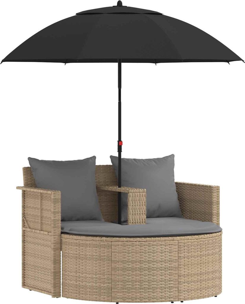 (Saisonschlussverkauf)Garten-Sofa mit Kissen 8 pcs Beige und Hellgrau Poly-Rattan - Gartenliegen NeuMöbel14011