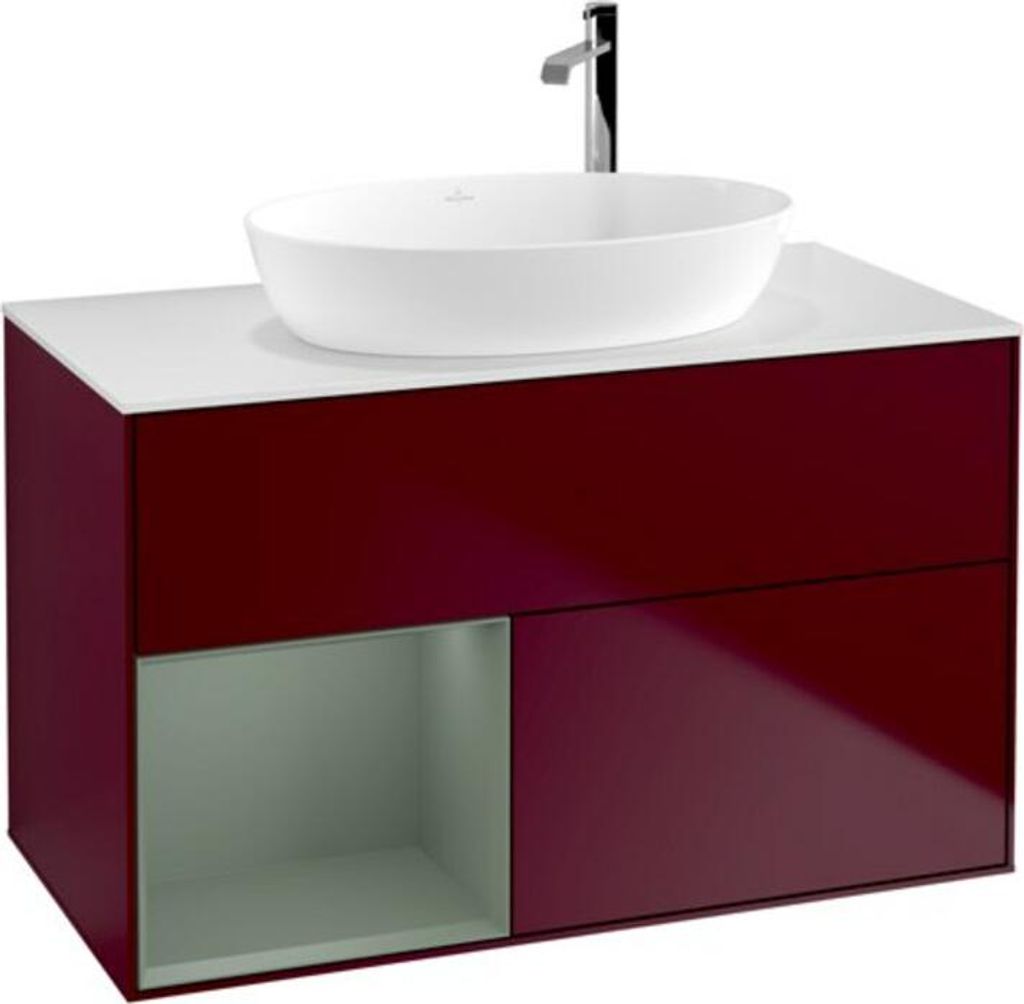 V&B Waschtischunterschrank Wandbeleuchtung Finion 100, Pl wh. m, Reg Oli. m Lac, Peo m