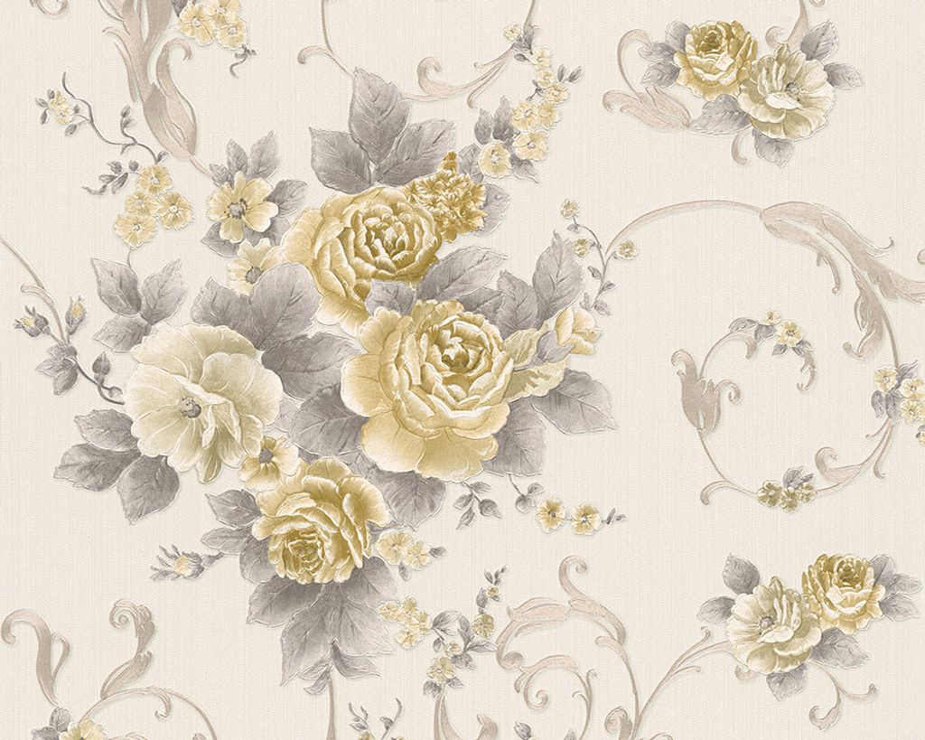 A.S. Création Tapete Romantica 3 grau metallic weiß 10,05 m x 0,53 m 306474
