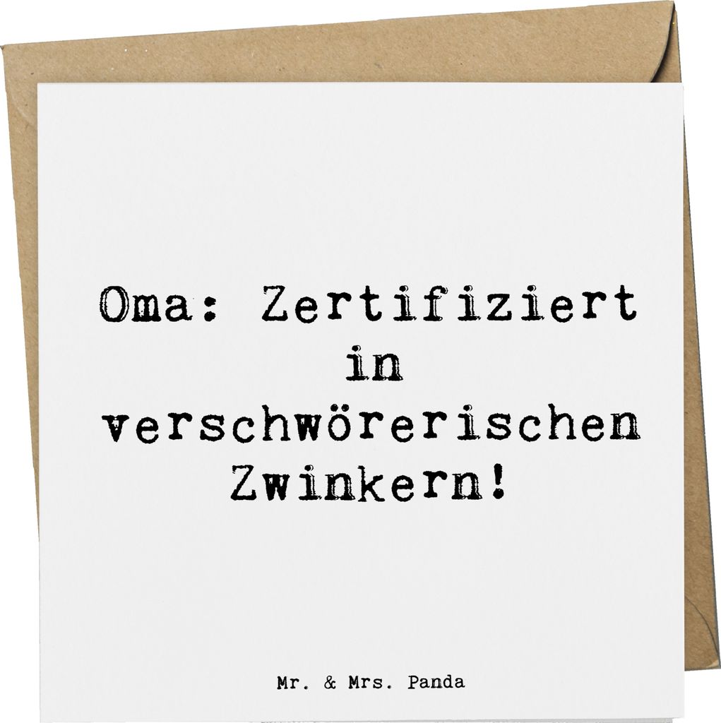 Mr. & Mrs. Panda Grußkarte Spruch Oma Zwinkern - Weiß - Geschenk, Familie, Freude, faltkarte, Glückwunschkarte, Weihnachten, Klappkarte, persön...