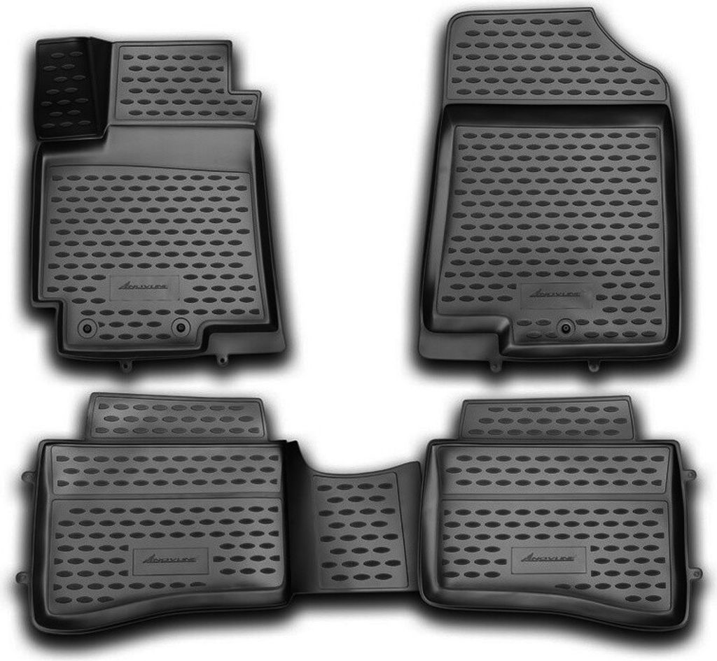 Fussmatten Set Element TPE Gummi 3D, wasserdicht, hoher Rand, rutschfest, passgenau – kompatible mit KIA Rio, 2011-2017, 4 tlg.