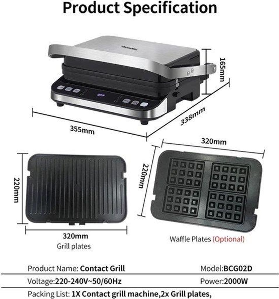 Multifunktionsgrill 6 Kochprogramme 2000W