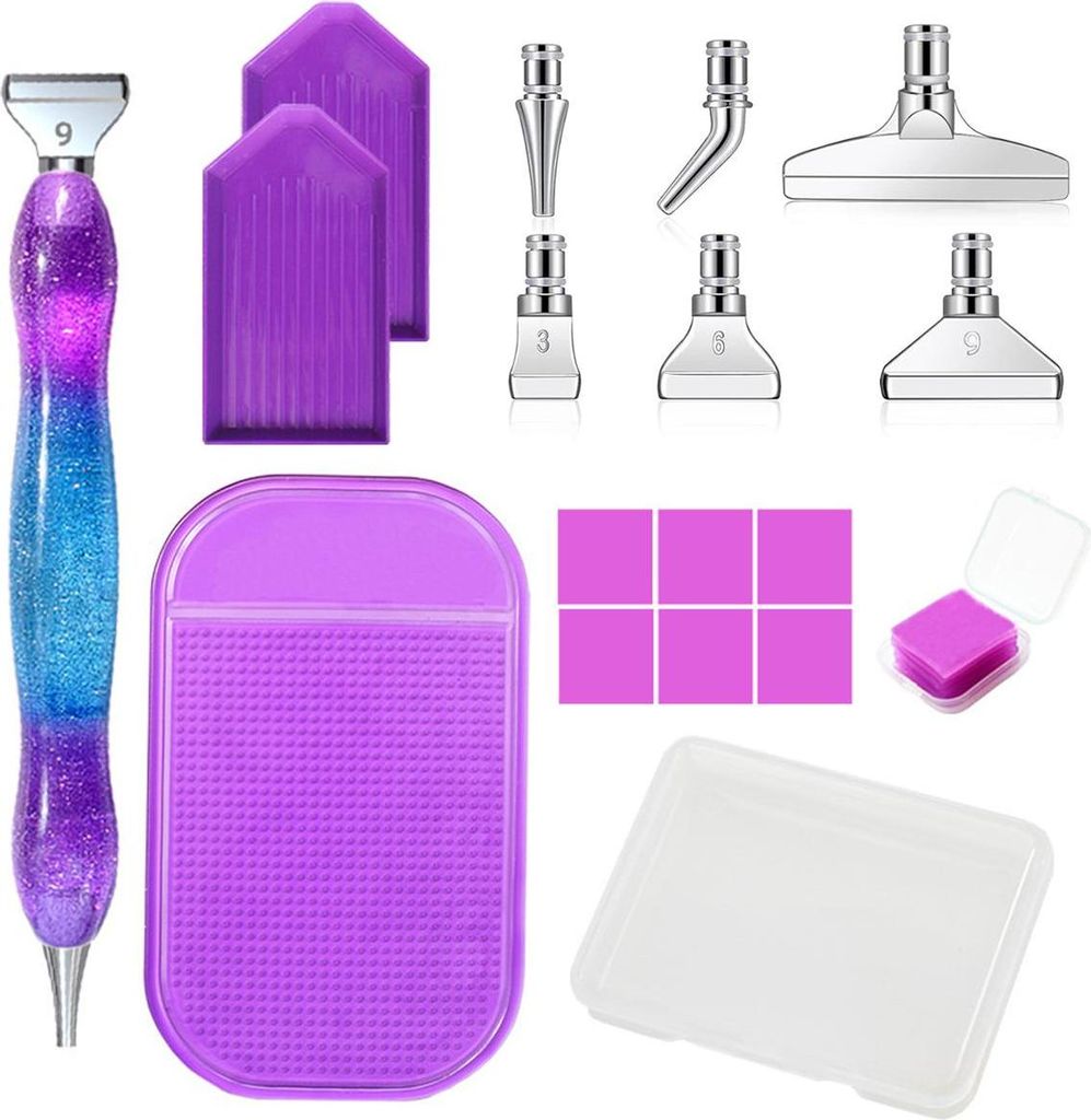 Diamond Painting Zubehör Stift, 18 Stück 5D Diamond Painting Set, 6 Styles Metal Drill Pen Ersatzköpfe