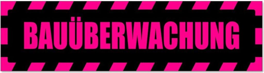 Kiwistar - Autoaufkleber - Pink - Schwarz - 30 x 8 cm - Bauüberwachung gestreift - Hinweis Aufkleber Sticker für Auto, Kfz, Fahrrad, PKW, LKW