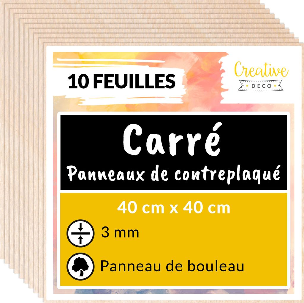Creative Deco 10 x Panneaux Contreplaqué Carré 400 x 400 x Image du produit 