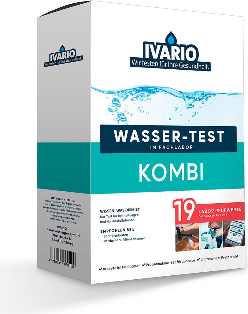 Ivario Kombi-Wassertest, Testung 19 trinkwasserrelevanter Parameter