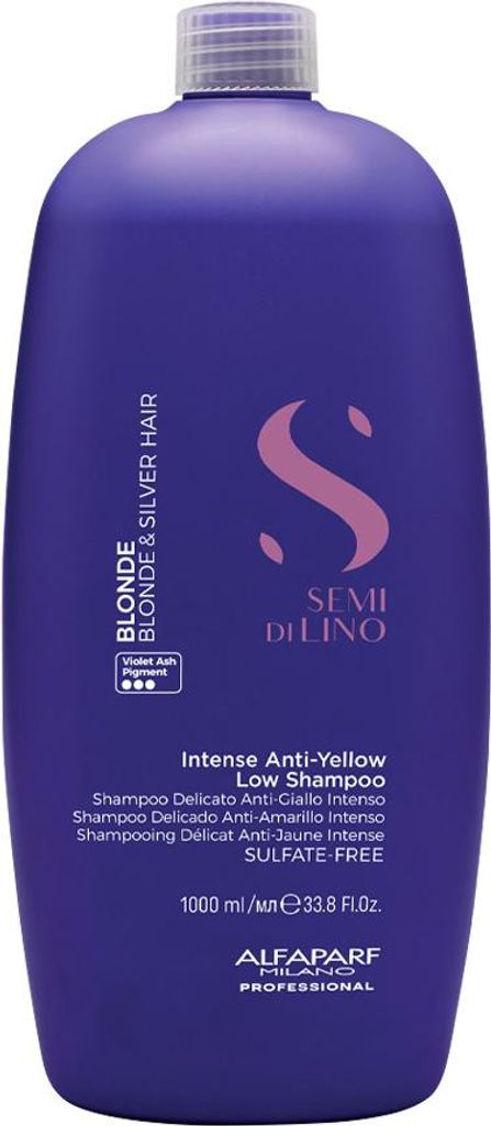 Alfaparf Milano Semi Di Lino Blonde Intense Anti-Yellow Low Shampoo neutralisierte Shampoo für blondes Haar 1000 ml