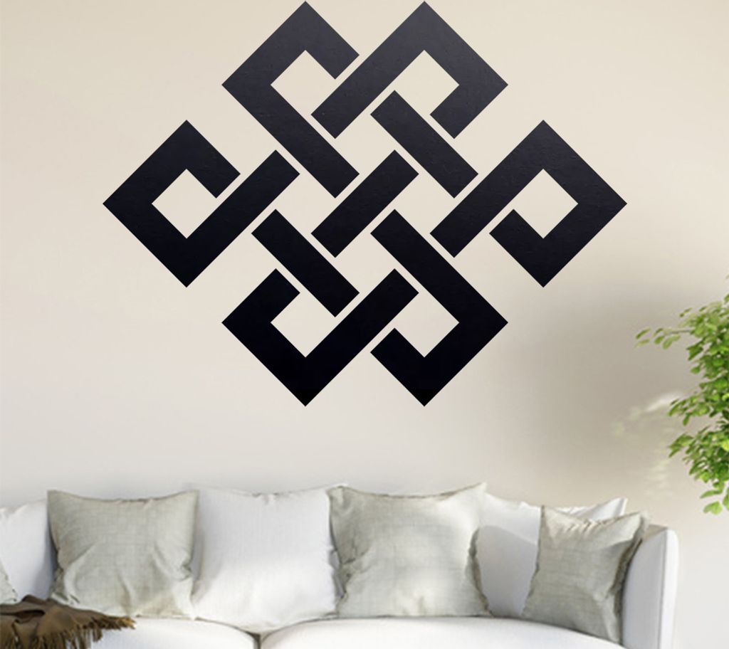 Buddhistischer Endlosknoten Wandtattoo in 6 Größen - Wandaufkleber Wall Sticker - Dekoration, Küche, Wohnzimmer, Schlafzimmer, Badezimmer