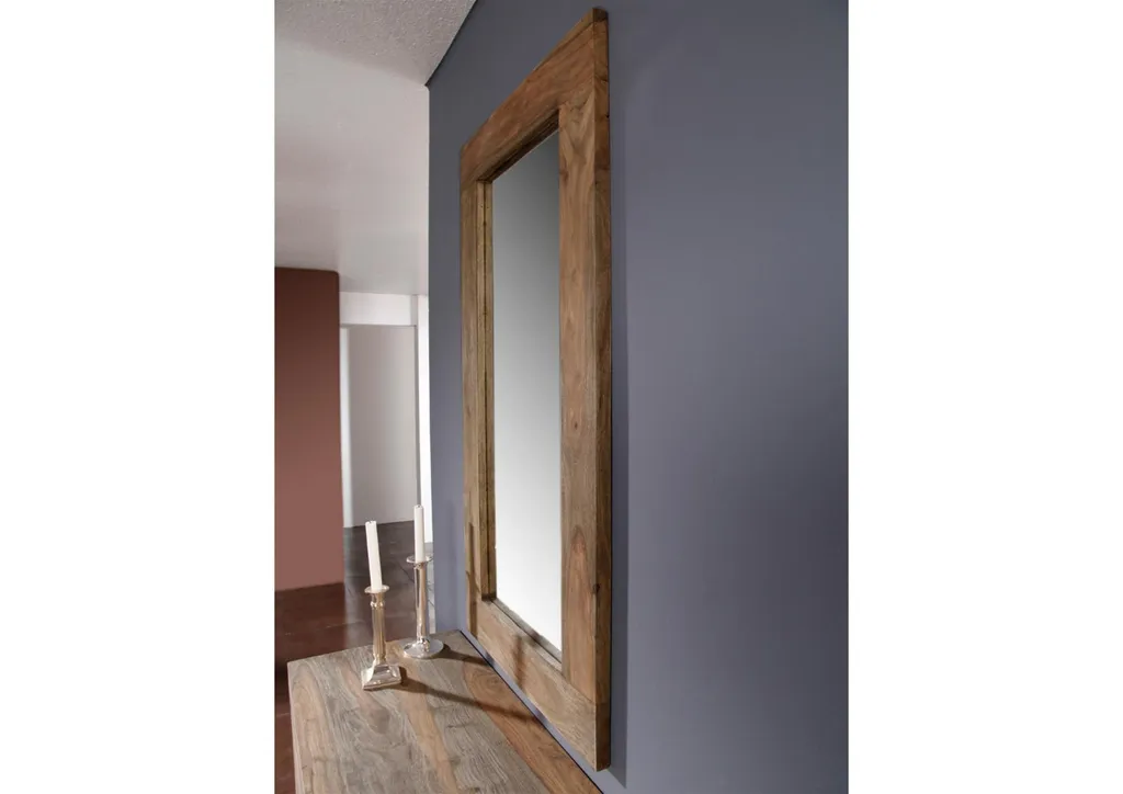 Miroir d'entrée vertical 115x60cm en bois massif taupe pour votre déco