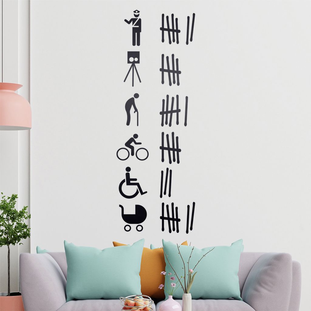 KIWISTAR Opferliste - Polizei Rentner Rad Kind Wandtattoo in 6 Größen - Wandaufkleber Wall Sticker - Dekoration, Küche, Wohnzimmer, Schlafzimmer...