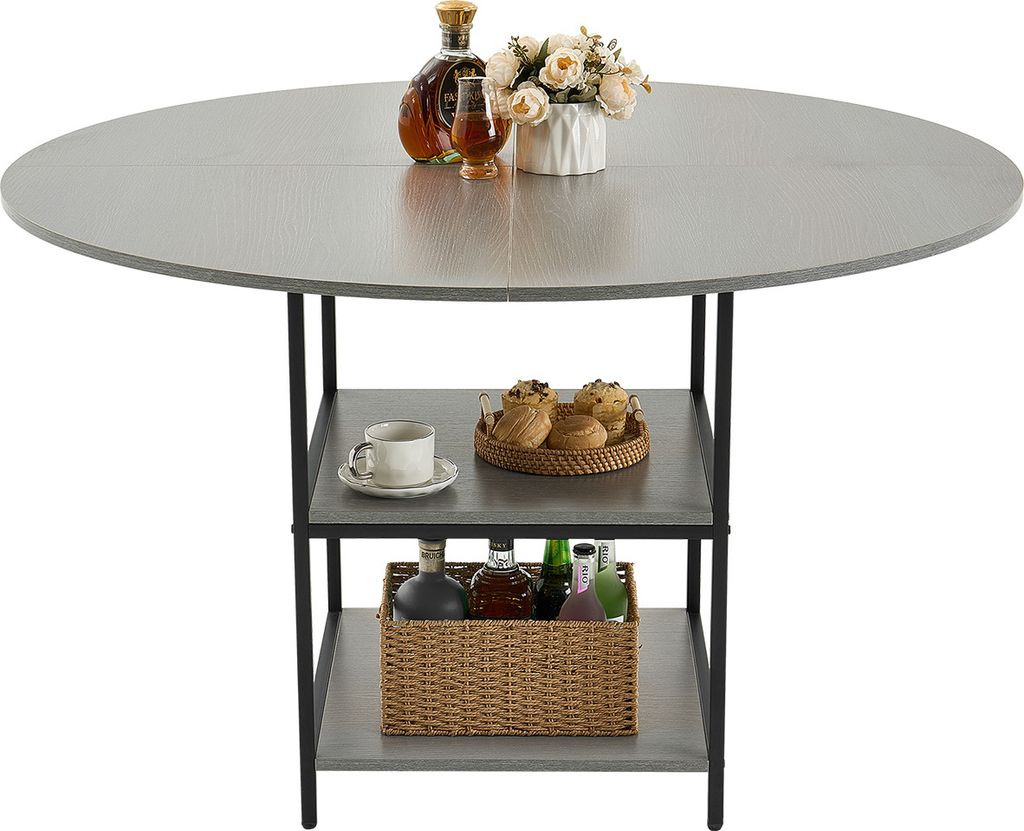 VEVOR runder Esstisch Küchentisch Holztisch (120 cm / 136,1 kg belastbar) für 4-6 Personen, moderne Freizeittische mit Ablage und Metallbeinen, f...