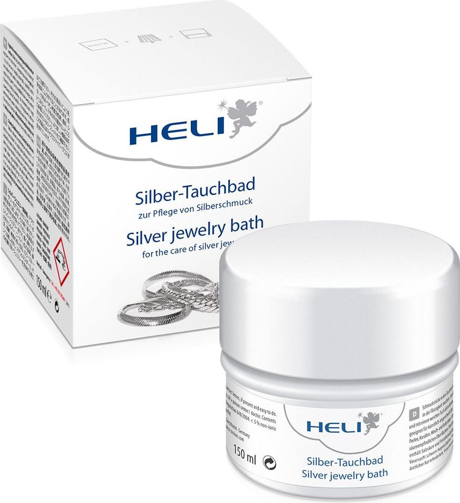 Heli Silber Schmuckbad mit Ausgusskorb und Reinigungstuch Produktbild 
